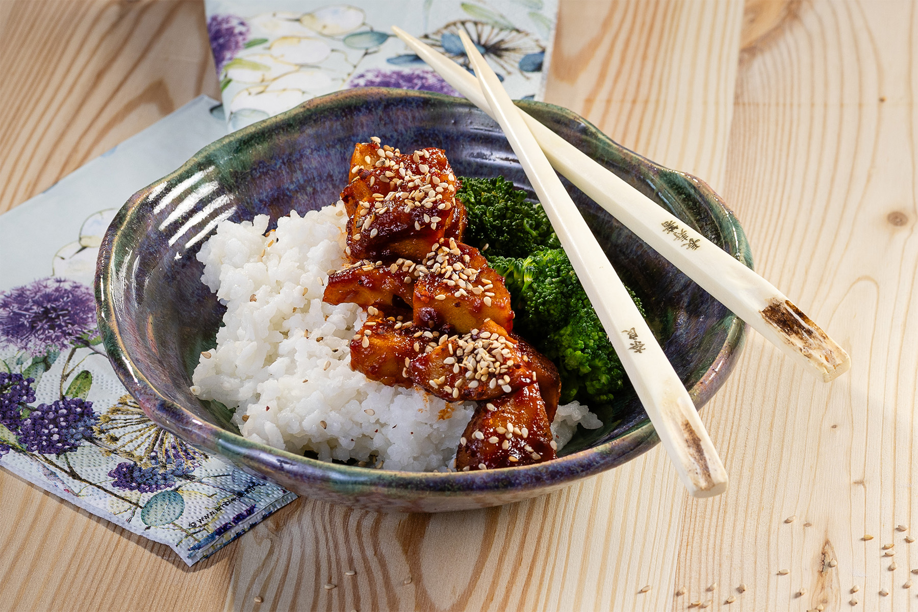 Hot-Honey-Seitan-Brokkoli-Reis-