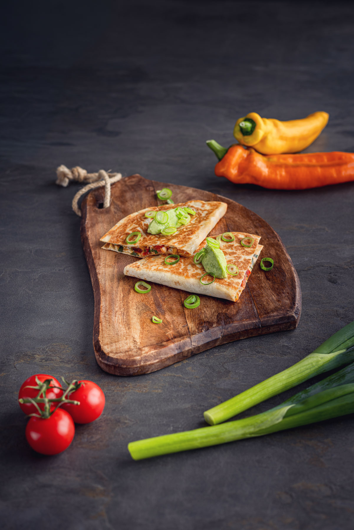 Quesadillas mit Bohnen-Avocadocreme